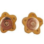 Angel Çanta Aksesuarları Aksesuar Hardal Gerçek Derili Çiçek Model Mıknatıslı Çıtçıt Light Gold Metalli