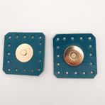 Angel Çanta Aksesuarları Aksesuar Turkuaz Gerçek Derili Kare Mıknatıslı Çıtçıt Light Gold Metalli