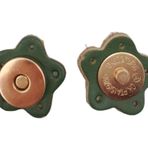 Angel Çanta Aksesuarları Aksesuar Yeşil Gerçek Derili Çiçek Model Mıknatıslı Çıtçıt Light Gold Metalli