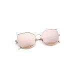 Angel Eyes Kadın Güneş Gözlüğü Geometrik Tasarım Gold Çerçeve Pembe Aynalı Cam