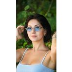 Angel Eyes Kadın Güneş Gözlüğü Köşeli Gri Şeffaf Çerçeve Mavi Cam
