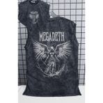 Angel Megadeth Sırt Baskılı Yıkamalı Kolsuz Tişört, Unisex Rock Band Temalı Sıfır Kollu Retro Atlet - Siyah - 3XL