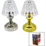 Angel Of Life Pilli Mini Klasik Model LED Abajur Mika Kristal Başlık - Gold - Krom Ayak (5024)