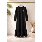 Angel&Co. Girls Clothing Kız Çocuk Siyah Uzun Kollu Maksi Tesettür Penye Elbise