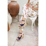 ANGELİNA JONES BOBİ KADİN LACİVERT GERCEK DERİ SUET ESPADRİL SANDALET