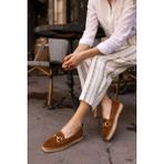 ANGELİNA JONES NAZSA KADIN KAHVERENGİ SÜET TOKALI ESPADRIL TABAN LOAFER AYAKKABİ