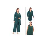 angelino butik Büyük Beden Kadın Simli 3 Parça Pantolon Bluz Ceket Abiye Takım KL3081 Zümrüt Yeşili