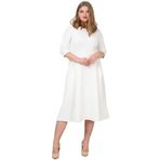 Angelino Butik KL778 Beyaz Cepli Elbise