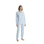 Angelique%100 Pamuk Uzun Kol Kadın Pijama Takımı 21502 Mavi