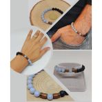 Angelit & Oniks Taşı 8mm Unisex Tasarım Bileklik Hawaii Model (3927)