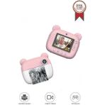 Angelphoto Dijital Fotoğraf Makinesi Çocuk Termal Resim Kağıt Baskılı Yazıcı Kamera Makinesi CMR14 Pembe