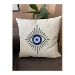 Angels' Collection Göz Motifli Punch İşlemeli Kırlent Kılıfı 2 Adet KREM 40 x 40