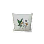 Angels' Collection Punch İşlemeli Kırlent Kılıfı (Yeşil yapraklı kadın Yüzü) Tekli KREM 40 x 40
