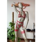 Angels Passion Kırmızı Deri Bdsm Fantazi Jartiyer Takım