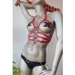 Angels Passion Kırmızı Deri Harness Fantazi Giyim