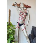 Angels Passion Kırmızı Deri Vücut Harness