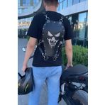 Angels Passion Özel Tasarım Karanlıkta Parlayan Reflektör Görselli Deri Motorsiklet Sırt Koruması