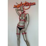 Angels Passion Tasma Detaylı Şık Deri Harness Jartiyer Takım