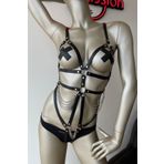 Angels Passion Zincir Detaylı Siyah Deri Body Harness