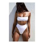 Angelsin Beyaz V Kesim Yüksek Bel Bikini Takım