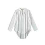 Angelsin Gömlek Görünümlü Likralı Plaj Elbisesi Pareo Cover Up Kimono (Beyaz, X-Large)