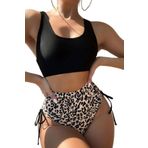 Angelsin Leopar Yanlardan Büzgü Ayarlama Detaylı Bikini Altı - Çok Renkli - 42