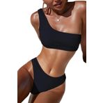 Angelsin Özel Fitilli Kumaş Bikini Takım Siyah 36