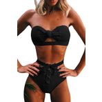 Angelsin Özel Tasarım Bikini Üstü Siyah - 36