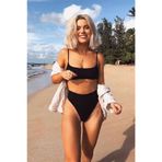 Angelsin Siyah V Kesim Yüksek Bel Bikini Takım
