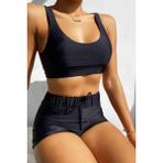 Angelsin Şortlu Tankini Bikini Takım Siyah - 42
