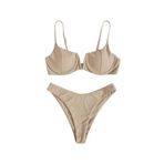 Angelsin Üstü V Göğüs Dekolteli Bikini Takım Bej 36