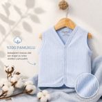 Angeltouch %100 Pamuk Kız Erkek Bebek Yelek Raporlu Basic - 6 - 9 Ay - Mavi