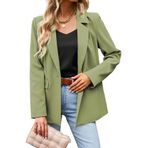 ANGGREK Bayan Blazer Uzun Kollu Düğmeli Blazer Ceketler Cepli S-L, Yeşil., S