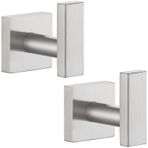Angle Simple Banyo Havlusu Kancası 2'li Paket, SUS304 Paslanmaz Çelik Bornoz Tutucu, Modern Palto Kancası Duvara Monte, Fırçalanmış Nikel
