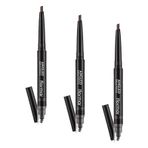 Angled Brow Fırça Başlıklı & Asansörlü Ucu Açılı Kaş Kalemi (3 paketi)