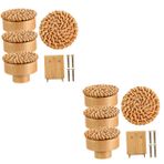 Angoily 8 Ahşap Sapı Mutfak Dolabı Kolları Dolap Kapı Kolları Dolap Donanımı Mobilya Kolları Rattan Dekoratif Kolları Çeker Boho Şifonyer Kolları Hasır Dokuma Çeker Odun