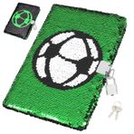 Angoily Kilit Anahtarlı Günlük Erkek Çocuklar Için Futbol Defteri Futbol Severler Için Çizgili Defter Futbol Pullu Günlük Yazma