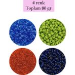 Angoravi Dökme Cam Kum Boncuk (8/0) 3 mm - 4 Renk - Toplam 80 Gram - Bnc421