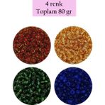 Angoravi Dökme Cam Kum Boncuk (8/0) 3 mm - 4 Renk - Toplam 80 Gram - Bnc424