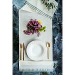 Anı Home Pembe Yeşil Saten Şerit Detaylı Duck Kumaş Runner/masa Örtüsü - Pembe - Yeşil - 40 x 150 cm