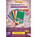 Anı Ofis Kırtasiye 10’lu Paket Yapışkanlı Eva A4 Köpük Kağıt Seti – Renkli, 2mm Kalın, Kendinden Yapışkanlı