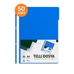 ANI OFİS KIRTASİYE A K Telli Dosya Mavi A4 – 50'li Paket Plastik Klasör Delikli