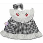 Aniela Baby Kiraz Nakışlı Kız Bebek Elbise - 6 - 9 Ay - Siyah - Beyaz