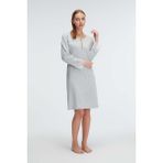 Anıl 11312 Kol V Yaka Kadın Polyester Elastan Düz Yazlık Örme Normal Bel Mini Dantel Detaylı Gecelik - XL - Grimelanj