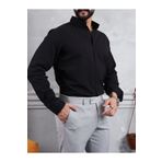 Anılfashion Erkek Düz Siyah Oversize Çok Rahat Keten Gömlek