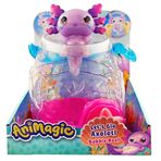 Animagic - Akvaryum Axolotl, 4 yaşından büyük çocuklar için etkileşimli oyuncak, elektronik ve ışıklı evcil hayvanınızı taşımak için, akvaryum ve mor Axolotl içerir