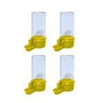 ANIMALPLAST 4 adet 200 ml kuş su sebili, kuş yemliği, kuş kafesi, asılı otomatik su tohumu dispenseri, küçük ila orta boy kuşlar için uygundur (kristal sarı, geniş ağ)