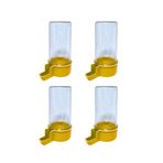 ANIMALPLAST 4 adet 200 ml kuş su sebili, kuş yemliği, kuş kafesi, asılı otomatik su tohumu dispenseri, küçük ila orta boy kuşlar için uygundur (kristal sarı, ince ağ)