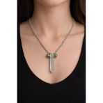 Anime Doğal Taş Kolye Beyaz Kristal Uçlu 60 Cm Unisex Zincir