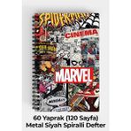 Anime Marketi ANT-SPR-0106 Retro Süper Kahramanlar Tasarımlı A5 Sert Kapak 120 Yaprak Spiralli Defter